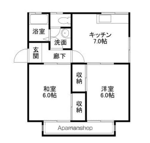 ヴィレッジ四季(2DK/1階)の間取り写真