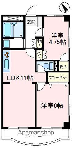 アマン狭山台(2LDK/2階)の間取り写真