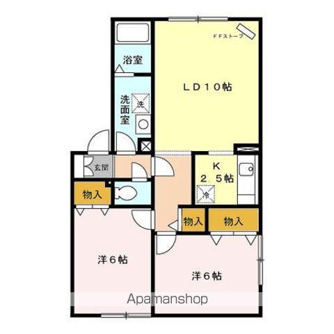 セジュール若草(2LDK/2階)の間取り写真