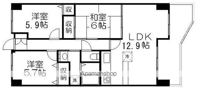 サンコート南草津(3LDK/12階)の間取り写真