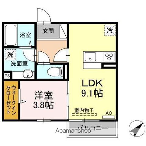 ディアライズ中市二丁目Ⅰ(1LDK/2階)の間取り写真