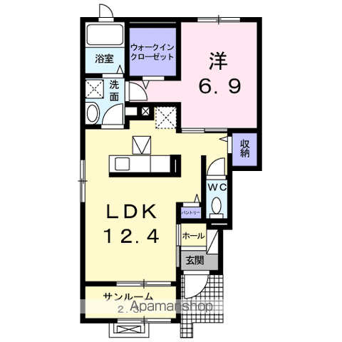 メゾン・ループ(1LDK/1階)の間取り写真