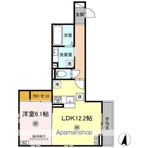 ディアコート上杉(1LDK/1階)の間取り写真