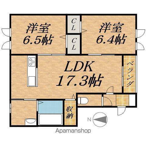 フォンテーヌ弥生Ⅱ(2LDK/2階)の間取り写真
