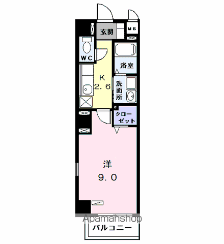 レジデンスK-1(1K/5階)の間取り写真