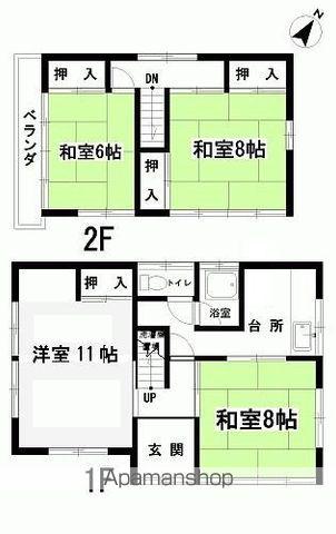 磐越東線 赤井駅 徒歩3分 2階建 築48年(4K)の間取り写真
