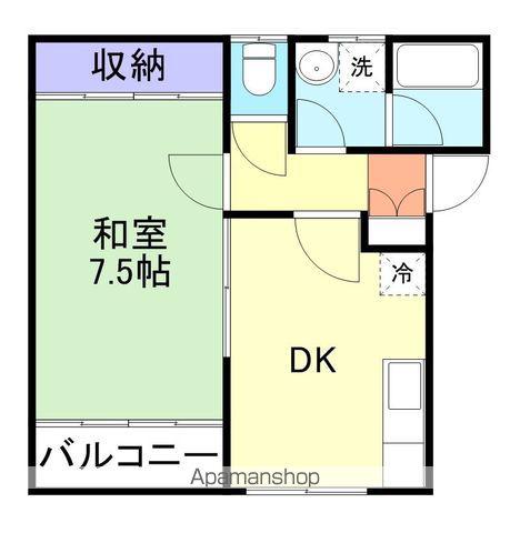 サンコートⅡ(1DK/2階)の間取り写真