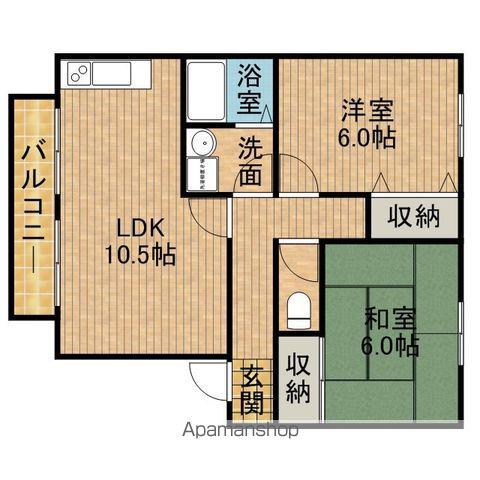ブランシュールⅡ B(2LDK/1階)の間取り写真