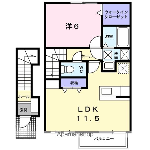 サニーホームFUJII Ⅱ(1LDK/2階)の間取り写真