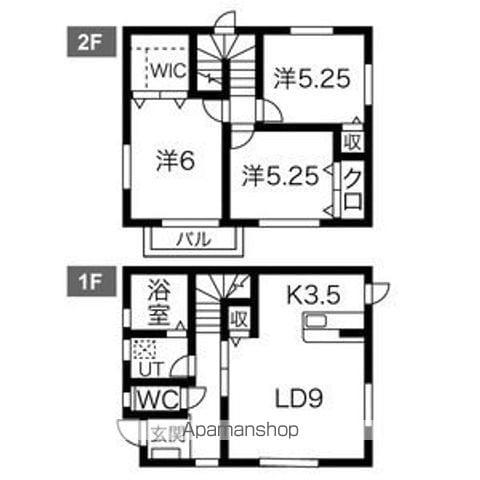 東北本線 花巻駅 徒歩15分 2階建 築22年(3LDK)の間取り写真