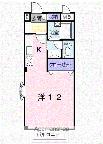 アビタシオン勝瑞C(ワンルーム/2階)の間取り写真