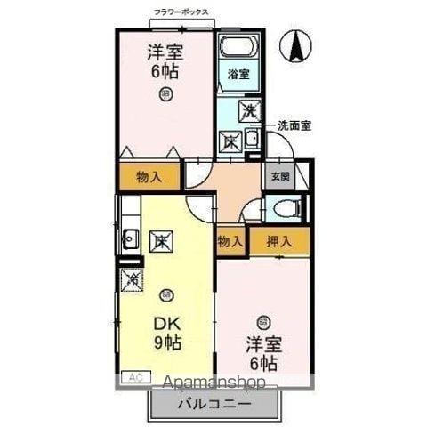 コーポラスITOⅡ A(2DK/1階)の間取り写真