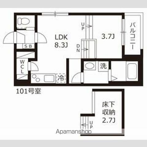 ハーモニーテラスティーエイチ(1LDK/1階)の間取り写真