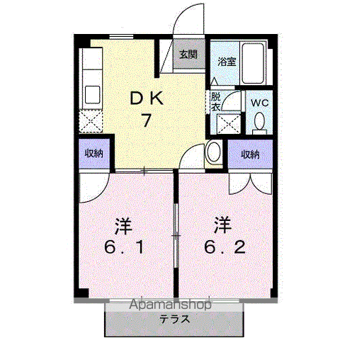 おおつきハイツ(2DK/1階)の間取り写真