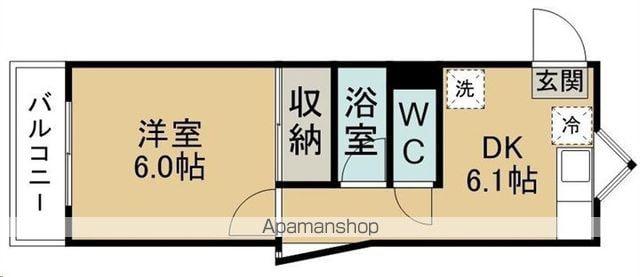 ソレイユ宮城野Ⅰ(1K/3階)の間取り写真