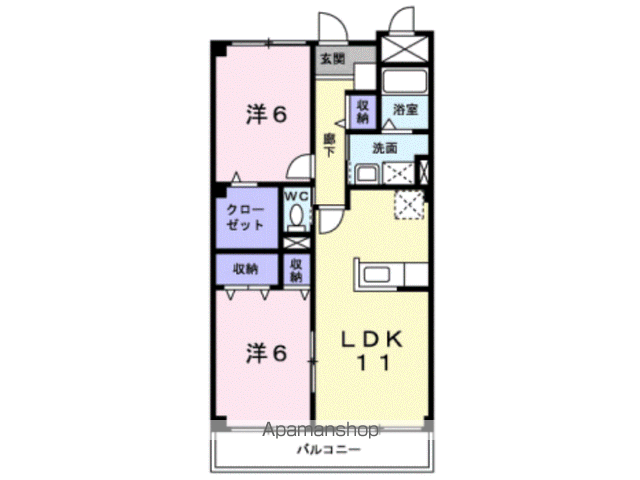 エバーグリーン桜川(2LDK/1階)の間取り写真