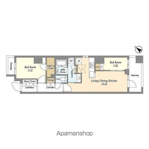 グランカーサ瑞江(2LDK/2階)の間取り写真
