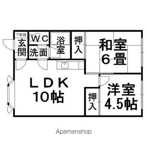 ボナールハイツⅡ(2DK/1階)の間取り写真