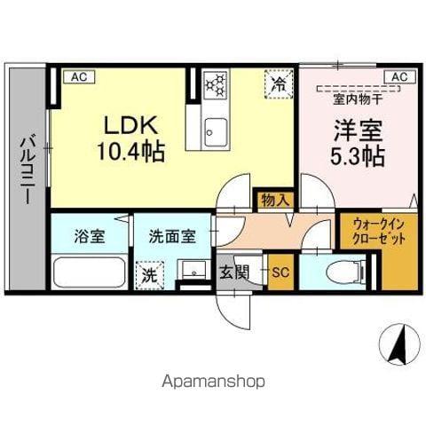 D PAINA 浅田(1LDK/2階)の間取り写真