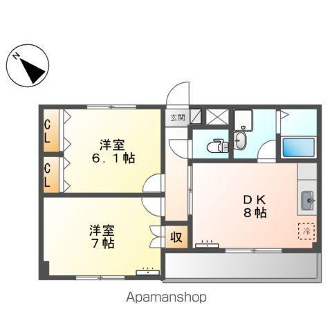 ドルチェ井上弐番館(2DK/1階)の間取り写真