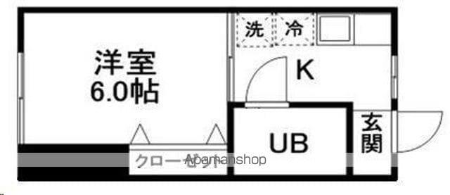 ピースフル仙台駅北(1K/2階)の間取り写真