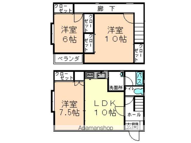 八戸線 本八戸駅 バス乗車時間：25分 旭ヶ丘営業所バス停で下車 徒歩5分 2階建 築26年(3LDK)の間取り写真