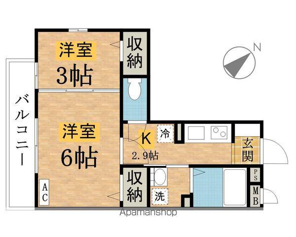 シェドゥーヴル(2K/2階)の間取り写真