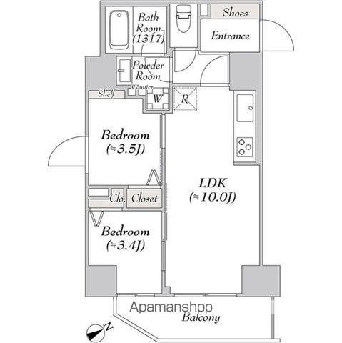 リテラス浅草橋イースト(2LDK/3階)の間取り写真