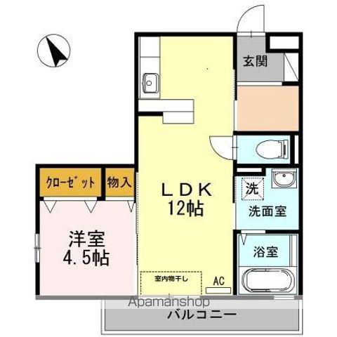 ローゼスポート港町A(1LDK/2階)の間取り写真