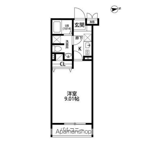 アムールハイデルⅡ(1K/1階)の間取り写真
