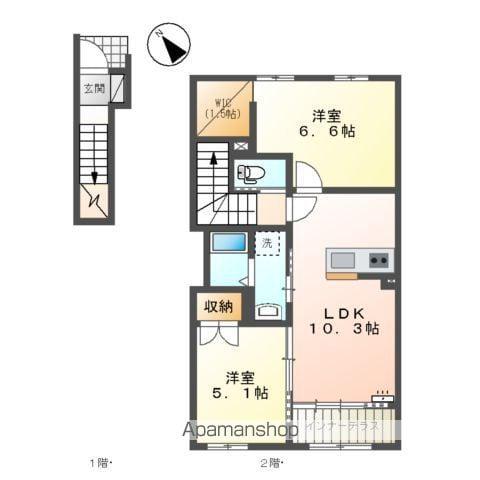 スターテラス美里(2LDK/2階)の間取り写真