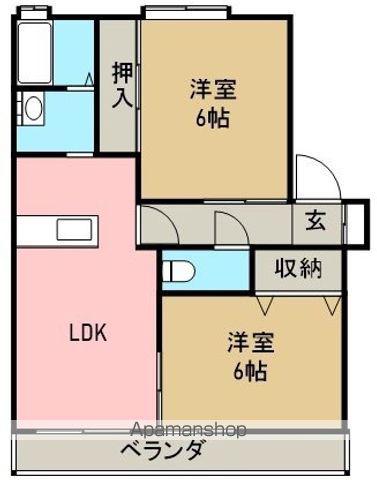 ヒロ・ヨーロピアンⅡ(2LDK/1階)の間取り写真