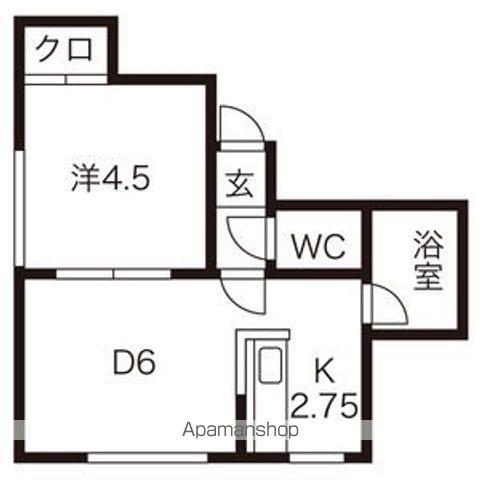 エルコート菊水(1DK/1階)の間取り写真