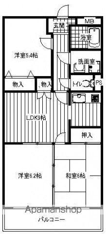 ユーミー尾和(3DK/1階)の間取り写真