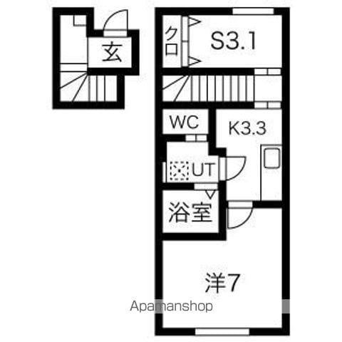 RESI大沢川原Ⅱ(1K/2階)の間取り写真
