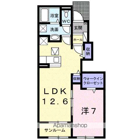 ソレイユNⅢ(1LDK/1階)の間取り写真