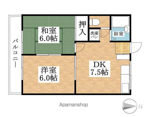 シャンポールモリ B(2DK/1階)の間取り写真