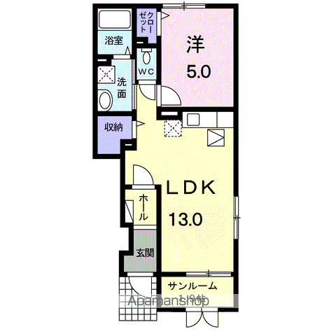 フェリーチェ(1LDK/1階)の間取り写真