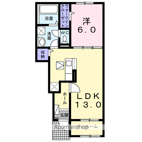 東武伊勢崎・大師線 加須駅 徒歩22分 2階建 築3年(1LDK/1階)の間取り写真