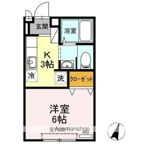 ソリアードU(1K/1階)の間取り写真