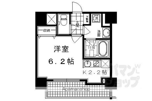 マリーベル京都堀川ウインド(1K/4階)の間取り写真
