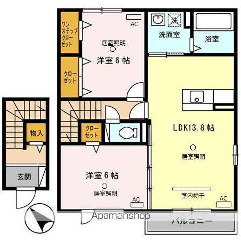 松韻舎E棟(2LDK/2階)の間取り写真