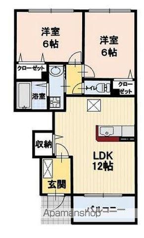 オーク・ファミーユ(2LDK/1階)の間取り写真