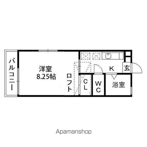 エスポワール(1K/2階)の間取り写真