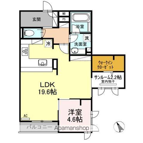 D-RESIDENCE御船町(1LDK/3階)の間取り写真