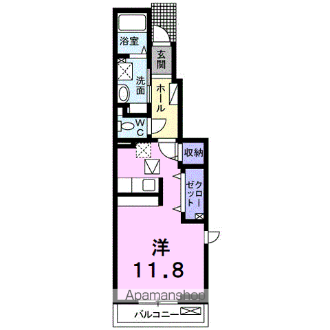 エレガントハウス 東門 B(ワンルーム/1階)の間取り写真