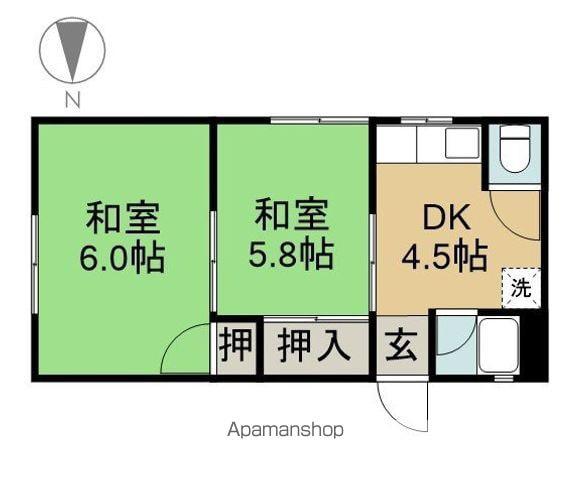 七宝グリーンハウス(2K/2階)の間取り写真