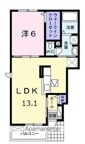 コンフォルターブル鹿嶋Ⅰ(1LDK/1階)の間取り写真