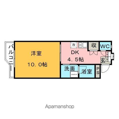 ハイツ櫛原プラスワン(1DK/2階)の間取り写真