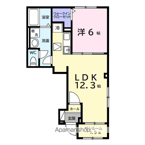 デルーナⅠ(1LDK/1階)の間取り写真